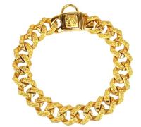 DQZRTUECA Gold Dog Chain Collar, Stainless Steel Training Collar, Heavy Duty Cuban Link Gold Plated 32mm Wide For Bully Pitbull, Bulldog, Mastiff(Gold,30inch)