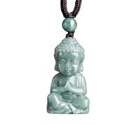 DQZRTUECA Green Laughing Buddha Pendant On Chain 0.82x0.80 inch 26 inch(3D Buddha)