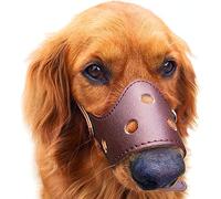 DQZRTUECA Leather Dog Muzzle Multicolor Multiple Sizes(Brown,M)