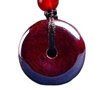 DQZRTUECA Natural Cinnabar Gemstone Bracelet, Gourd Donut Pendant, Lucky Charm Amulet(D)