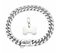 DQZRTUECA Silver Gold Metal Cuban Chain Heavy Duty Stainless Steel Pet Dog Collar for Puppy Small Medium Large Dogs(Silver,14inch)