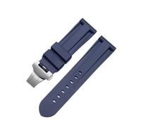 DQZRTUECA Soft Rubber Silicone Diver Watch Strap, Butterfly Clasp Rubber Watchband 24Mm 26Mm for Luminor Submersible Colorful Silicone Sport Watch Strap/K Green Silver 2/24Mm(Blue,24mm)
