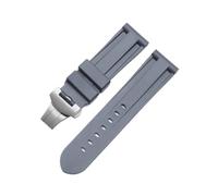 DQZRTUECA Soft Rubber Silicone Diver Watch Strap, Butterfly Clasp Rubber Watchband 24Mm 26Mm for Luminor Submersible Colorful Silicone Sport Watch Strap/K Green Silver 2/24Mm(Gray,26mm)