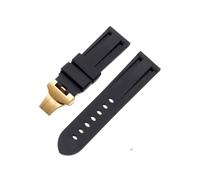 DQZRTUECA Soft Rubber Silicone Diver Watch Strap, Butterfly Clasp Rubber Watchband 24Mm 26Mm for Luminor Submersible Colorful Silicone Sport Watch Strap/Black Black 2/24Mm(Black,22mm)