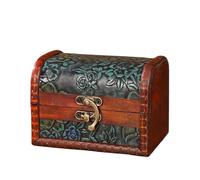 DQZRTUECA Treasure Chest with Lock, Wooden Treasure Chest Trinket Box Multicolor(Brown Green)