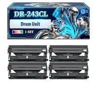 DR-243CL Drum Unit Compatible for Brother DCP-L3510CDW HL-L3210CW MFC-L3710CW MFC-L3770CDW MFC-L3750CDW Printers, With Chip Large Capacity 18000 Pages (4-Pack BK/C/M/Y)