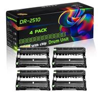 DR-2510 Compatible for Brother Drum Unit with Chip HL-L2400DWE HL-L2865DW HL-L2445DW HL-L2400DW Printers (4 Pack Black)