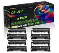 DR-2510 Compatible for Brother Drum Unit with Chip HL-L2445DW HL-L2447DW HL-L2865 MFC-L2800DW MFC-L2827 MFC-L2835DW Printers (4 Pack Black)