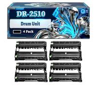 DR-2510 Drum Unit Compatible for Brother DCP-L2620DW DCP-L2660DW DCP-L2627DWE DCP-L2665DW DCP-L2627DWXL Printers, With Chip Large Capacity 15000 Pages (4 Pack Black)