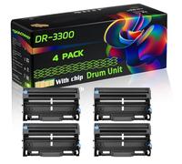 DR-3300 Compatible for Brother Drum Unit with Chip DCP-8110DN DCP-8250DN HL-5440D HL-5450DN HL-5470DW HL-6180DW MFC-8510DN MFC-8520DN Printers (4 Pack Black)