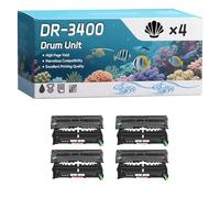 DR-3400 Drum Unit Compatible for Brother DCP-L5500DN DCP-L6600DW HL-L5000D HL-L5100DN HL-L5100DNT Printers, High-Definition Printing Effect with Chip, 40000 Pages (4 Pack Black)