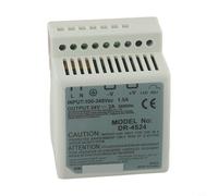 DR-4524 45W Single-Output 24V DIN Rail Switching Power Supply for Industrial Control Equipment, Certified, with All-Copper Transformer and Multi-Protection