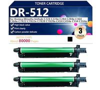 DR-512 Drum Unit Compatible for Konica Minolta Bizhub C221 224 284 364 454 554 ADC285 365 Printers, with Chip, High Yield 1500 Pages, Clear Printing,Black-3 pack