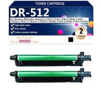 DR-512 Drum Unit Compatible for Konica Minolta Bizhub C221 224 284 364 454 554 ADC285 365 Printers, with Chip, High Yield 1500 Pages, Clear Printing,Black-2 pack