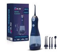 Dr. Aid Dental Water Flosser - Portable Oral Irrigator - 11Oz Tank, Water Filter, 5 Tips, Magnetic Charger - IPX8 Waterproof Cordless Water Flosser, Ideal Water Flossers for Teeth, Gums (Dark Blue)