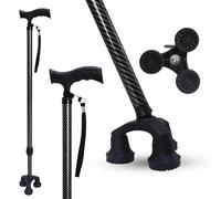 Dr. Aid Tripod Cane for Men and Women - Premium Carbon Fiber Walking Stick - Foldable and Adjustable - Heavy Duty Walking Stick for Elderly - Supports 400 lbs - For