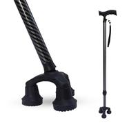 Dr. Aid Tripod Walking Stick for Men and Women - Premium Carbon Fiber Walking Stick - Foldable and Adjustable - Heavy Duty Walking Stick for Seniors Supports 400lbs Stability Sticks for Men and Women