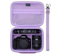 DR·AMIU Camera Case Compatible with Canon EOS Rebel T7, R100, R50, R6, R8, R5, R7, 90D, 5D Mark IV, Sony, Nikon Camera, Lens, Tripod, with Shoulder Strap and 4 Pics Dividers, Travel Purple Camera Bag