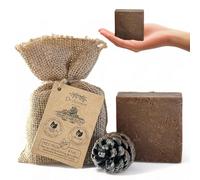 Dr.Ancient Black Soap Bar with Pine Tar Organic Natural Vegan Traditional Handmade Antique - Antifungal for Acne Itchy Skin