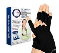 Dr.Arthritis Arthritis Copper Compression Gloves for Women and Men & Doctor Handbook, Carpal Tunnel Gloves, Hand Brace for Arthritis Pain and Support (Black, XX-Large)