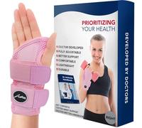 Dr.Arthritis Doctor Developed Comfy, Lightweight,Wrist Support Strap Brace & Doctor Handbook- Hand Support, Perfect Fit For Right Hand, For Men And Women Single, Pink