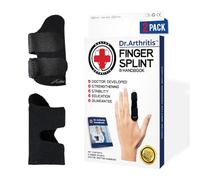 Dr.Arthritis Doctor Developed Finger Splint & Doctor Handbook- Padded Finger Splints For Straightening (Black, S/M, 2 Pack)