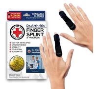 Dr.Arthritis Doctor Developed Finger Splint & Doctor Handbook- Trigger Finger Brace - Braces, Splints & Supports Index, Middle, Ring & Pinky - Padded Finger Splints (Black L/Xl, 2 Pack)