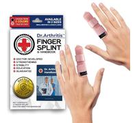 Dr.Arthritis Doctor Developed Finger Splint Trigger Finger Brace & Doctor Handbook- Braces, Splints & Supports Index, Middle, Ring & Pinky Finger - Padded Finger Splints (Pink, S/M, 2 Pack)