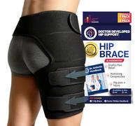 Dr.Arthritis Doctor Developed Hip Support Brace & Doctor Handbook- Piriformis Syndrome, Sciatica Pain Relief Products - Hamstring Support - Hip Support for Women & Men (S/M, Black Right)