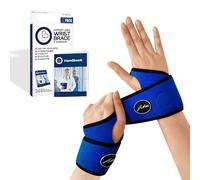 Dr. Arthritis Doctor Developed Lightweight Wrist Support Brace & Doctor Handbook - Relief for Wrist Injuries, Pain, and Strains, Adjustable Hand Support for Men & Women (Blue pair)