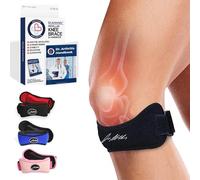 Dr. Arthritis Doctor Developed Patella Tendon Strap & Doctor Handbook - Knee Strap, Brace for Patellar Tendonitis (Jumper’s Knee), Pfps (Runner’s Knee), Itbs, Chondromalacia (Black, Single)