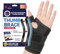 Dr.Arthritis Doctor Developed Thumb Brace & Doctor Handbook - Thumb Splint For Right Hand/Left (Black, Single)