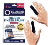 Dr. Arthritis Doctor Developed Trigger Finger Splint (2 Pack) with Doctor Handbook, Medical Splint Compression for Trigger Finger, Middle, Ring & Pinky Finger Protection & Pain Relief (Black, Small)