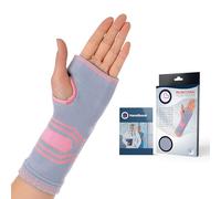 Dr. Arthritis Doctor Developed Wrist & Hand Compression Sleeve/Support/Brace, Palm Protector with Gel Pad, Optimum comfort for Carpal Tunnel, RSI & More Pink/Grey (L)