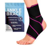 Dr. Arthritis Essentials Ankle Brace Support, Stabilizing Wrap for Sprains, Tendonitis, Achilles Injuries, Running, Basketball, Fits Left & Right Foot (Pink Single)