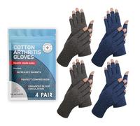 Dr. Arthritis Essentials Open-Fingertip Arthritis Gloves, Compression Gloves for Carpal Tunnel & Raynaud's, Hand Brace (GreyNavy, Small)