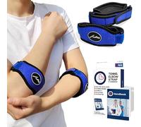 Dr. Arthritis Tennis Elbow Support Strap & Doctor Handbook - Reliable Elbow Support For Men & Women - Adjustable Elbow Brace For Daily Wear, Gym, Sports,(Blue)