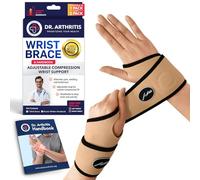 Dr. Arthritis Wrist Support Brace & Doctor Handbook - Adjustable Wrist Strap, Wrist Wrap and Hand Support for Men & Women, Ideal for Work, Typing, Exercise and Everyday Wear (Nude Pair)