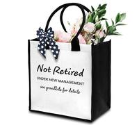 Dr.Baner Retired Tote Bag For Women, Not Retired Tote Bag, Grandma Gifts Canvas Tote Bag For Traveling Shopping, Retirement Gift Tote Bag With Ribbon, Tote Bag Gifts For Women Grandma Gigi Nana -13,