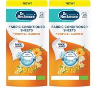 Dr. Beckmann Fabric Conditioner Sheets Tropical Garden | No mess | Convenient and pre-dosed fabric conditioner sheets |Dissolvable | easy to use | 14 sheets (Pack of 2)