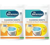 Dr. Beckmann Floor & Multi-Surface Cleaning Sheets |Powerful Against Dirt & Grease | Fast Drying | Gentle on Surface | Summer Lemon | 20 Sheets (Pack of 2)