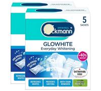 Dr Beckmann Glowhite Fabric Whitener 5 x 40g Sachets Laundry Stain Remover | 2 Pack Whitening Sachets for Whites Cloth Revives Garments, Removes Greyness & Yellowing Spots Keeps Whites White