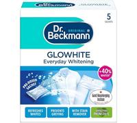 Dr Beckmann Glowhite Fabric Whitener 5x 40g Sachets - Whitening Powder for Whites - Brightens Dull Grey Laundry - Works with Detergent - Machine Wash Fabric Brightener - Keeps Whites White