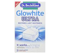 Dr. Beckmann Glowhite Ultra Fabric Whitener, Ultra Whitening, Removes Greying and Yellowing for Synthetics & Cotton, Intensive Formula 3 Pack (10 x 40g Sachets)