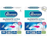 Dr Beckmann Glowhite Ultra Fabric Whitener 4 x 40g Sachets (3641) - Up to 80% whiter laundry; revives whites, tackles greying & yellowing at 20C