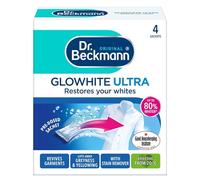 Dr Beckmann Glowhite Ultra Fabric Whitener 4 x 40g Sachets White Laundry Whitener Restores Whites Removes Greyness & Yellowing Works with Detergent
