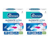 Dr Beckmann Glowhite Ultra Fabric Whitener 8 x 40g Sachets | Whitening Powder for Whites | Brightens Dull Grey Laundry | Machine Wash Fabric Brightener + EPISHED guide included