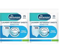 Dr. Beckmann Laundry Detergent Sheets Sensitive | For Sensitive Skin| Pre-dosed | 25 sheets (Pack of 2)