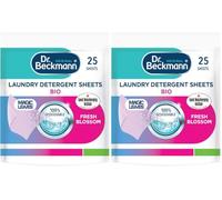 Dr. Beckmann MAGIC LEAVES Laundry Detergent Sheets BIO | Convenient and pre-dosed laundry detergent sheets | Dissolvable climate neutral and easy to use | 25 sheets (Pack of 2)