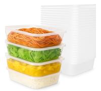 Dr Blue 25 Pack Takeaway Food Containers with Lids - Microwave Safe Reusable Plastic Meal Prep Boxes - Leakproof, BPA-Free - Ideal for Freezer, Lunch & Storage (500ml)